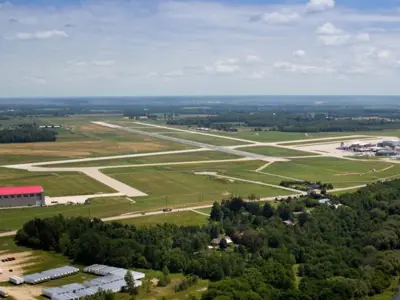 Aerial view of the Region of Waterloo International Airport