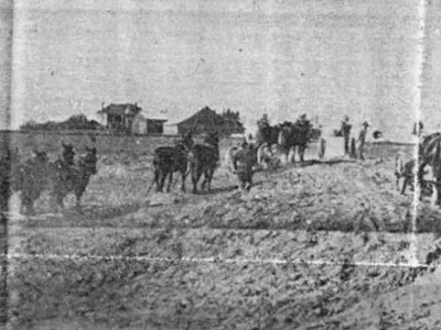 Horses used to begin construction