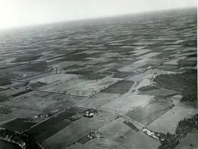 aerial of farm land where YKF now sits
