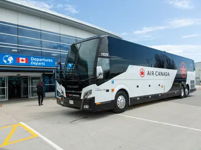 Air Canada Bus in front of YKF Air Terminal Building